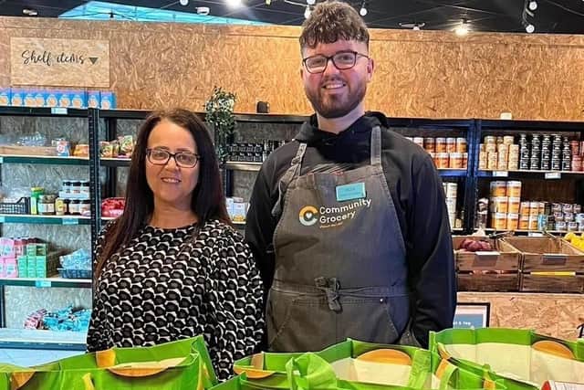 Angela Fowler and Adam from The Edge Community Grocery