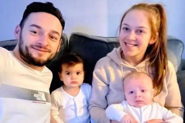 Gaz Lancaster with fiancee Tandia Constantine and their children Annie and Albert