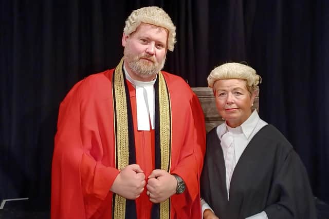 Matt Morrell as the judge and June Dowd as Margaret Casely QC