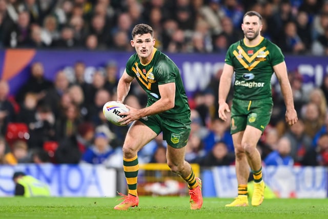 Nathan Cleary in action, as Australia took on Samoa in the men's World Cup final
