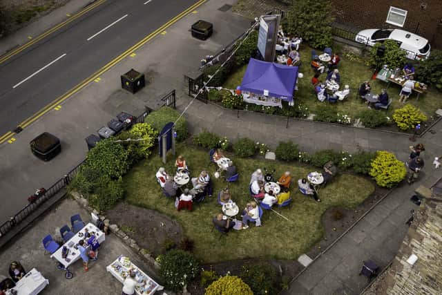 The gardens outside the building are often used for special events for the community.