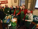 Staff and volunteers at the food bank based at Kingsleigh Methodist Church, Leigh.  A rise in the use of food banks has been recorded. From left, Warren Done, Russ Eddison, Rachael Morgan, Pat Sanderson, Alison Hampson and Pat Hornby.