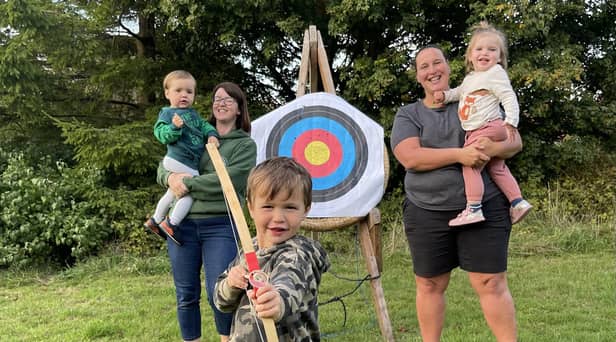 Pictured left to right are: Imelda and Freddie, two, Finn, four, and Sarah and Sophia, two.