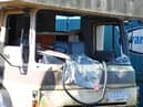 General view of the damage by vandals and arsonists on buildings, vehicles and machinery owned by a member of the traveller community Richard Price