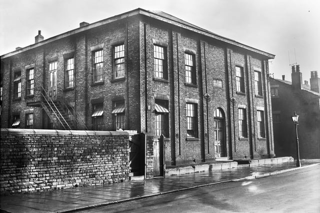 1955 - The Bluecoat School at the bottom of Hallgate in 1955.
An inscription on the wall reads 'NATIONAL AND BLUECOAT SCHOOL. ERECTED BY SUBSCRIPTION 1825. Injured by the Storm Jan 7th. RESTORED in MARCH 1839.'