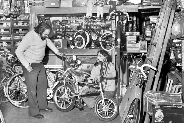 The Aladdins cave of Oliver Somers sports shop on Mesnes Street, Wigan, in 1976.