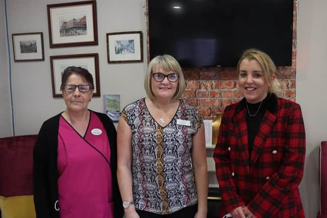 From left to right Kath Caddick (Team Leader at Norley Hall), Kathryn Rimmer (Home Manager at Norley Hall) and Katie Salisbury (Group HR Manager at Norley Hall).