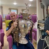 David O’Dwyer, 87 (left) and Fred Bowen, 83 (right) with the rugby Challenge Cup trophy