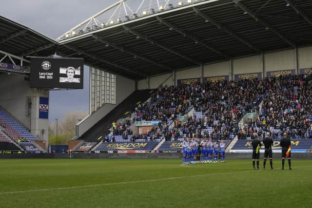 The DW Stadium paid its tribute to former Latics player/manager Larry Lloyd before the Good Friday clash against Burton
