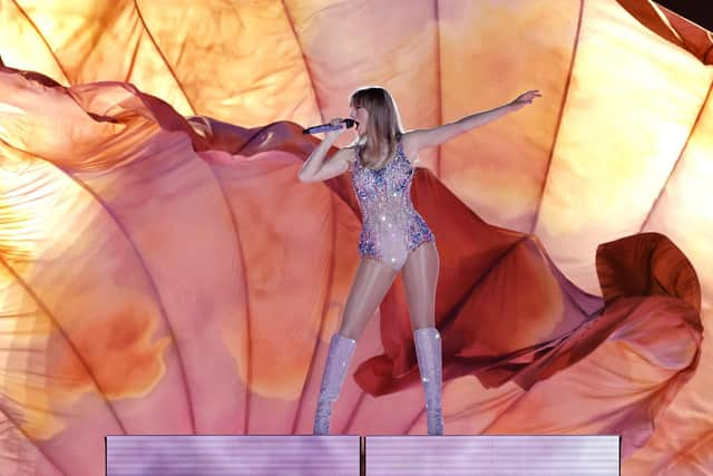 Taylor Swift performs onstage for the opening night of The Eras Tour (Getty Images)