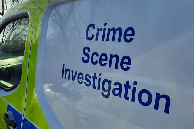 Crime scene investigation officers joined the search