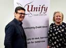 GM Mayor Andy Burnham with Unify credit Union CEO Angela Fishwick
