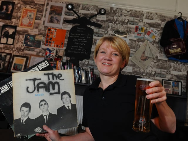 Connie Ellison, landlady at Retro, a mod and scooter-themed pub, formely the Hockery Brook, Wigan Road, Hindley.