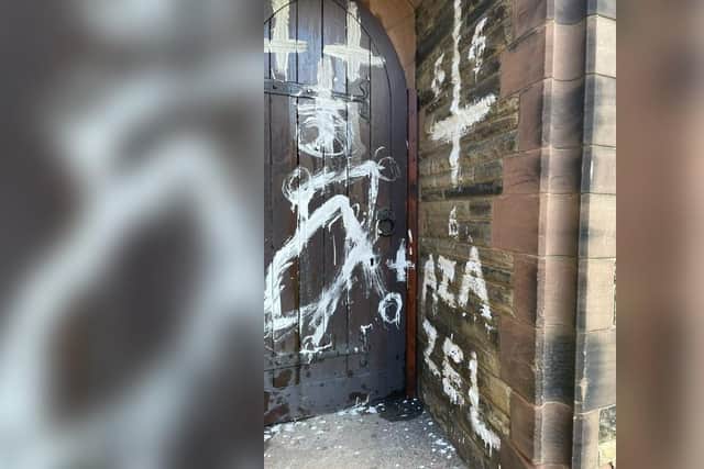 Graffiti at St Mark's including the name of the demon Azazel