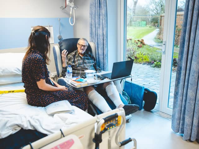 A patient receiving care on the Ward at St Wilfrid's Hospice.