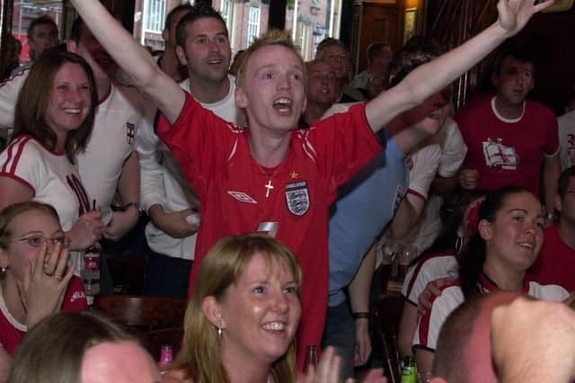 EURO 2004The scene at Wigan's town centre pub Moon Under Water as England score against France ... before it all went horribly wrong