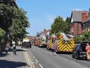 Multiple emergency service vehicles were on St Helens Road in Leigh. Photo by Rebecca Dagnall