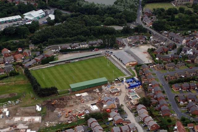 WIGAN AERIAL PICTURES 2005 - Orrell RUFC's Edge Hall Road ground with it's new clubhouse and building work for more new houses on it's training pitches.