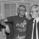 Artists David Hockney and Andy Warhol