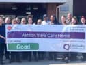 Staff at Ashton View care home celebrate the "good" rating from the CQC