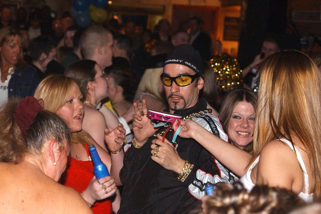 Ali G lookalike, Luke D'Silva at the opening night of Jumpin Jacks, King Street, Wigan 2002