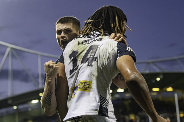 John Bateman celebrates at full time in Bolton.