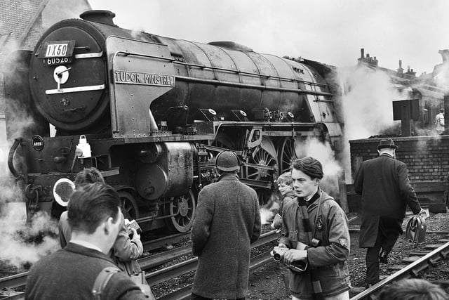 Tudor Minstrel, the last train on its way to do the Waverley run from Carlisle to Edinburgh attracts a lot of interest as it passes through Wigan North Western Station in April 1966.