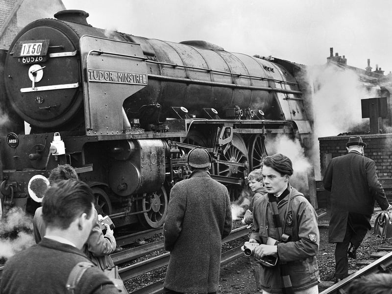 Tudor Minstrel, the last train on its way to do the Waverley run from Carlisle to Edinburgh attracts a lot of interest as it passes through Wigan North Western Station in April 1966.