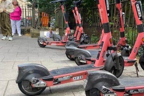The e-scooters on Magdalen Street East, Oxford, where Kath Millett fell
