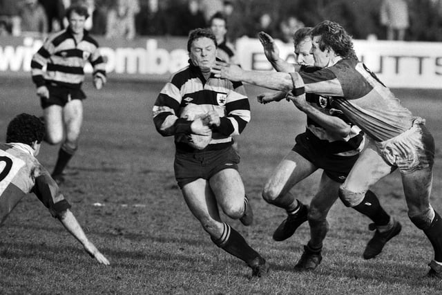 Orrell winger, John Carleton, on the attack against Harlequins in the John Player Special Cup at Edge Hall Road on Saturday 14th of February 1987.
Orrell won 12-10 to progress into the last eight.