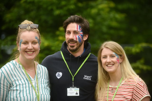 Jubilee Party at Haigh Woodland Park. Lucy Atherton, Matthew McQuillan and Katie Wilson.
