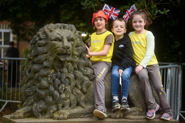 Jubilee Party at Haigh Woodland Park. Grace Halliwell, 8, Samuel Halliwell, 7 and Rosalee Halliwell, 8.