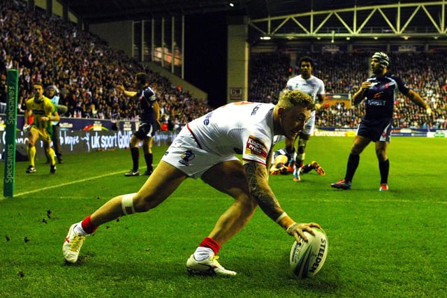England's second outing at the DW Stadium saw them book their place in the semi-finals of the World Cup with a victory over France. 

Josh Charnley was among the scorers, as he crossed for a brace.