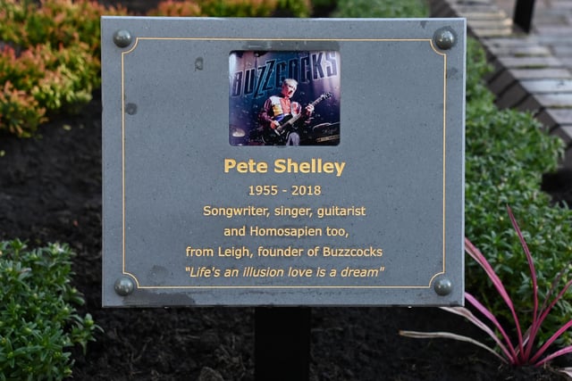 As part of the event, a memorial garden, directly behind the bench was unveiled in memory of Pete Shelley, who died in 2018 and of Buzzcocks fan and friend of Pete, Paddy Mitchell, who died in 2023, he was involved in the PSMC fundraising.