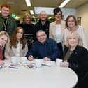 The official opening of the Warm Hub and community space at Fur Clemt, Wigan.  Pictured are representatives of Fur Clemt, Milliken, AB World Foods (also known as Pataks) and local councillors.