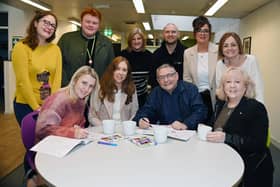 The official opening of the Warm Hub and community space at Fur Clemt, Wigan.  Pictured are representatives of Fur Clemt, Milliken, AB World Foods (also known as Pataks) and local councillors.