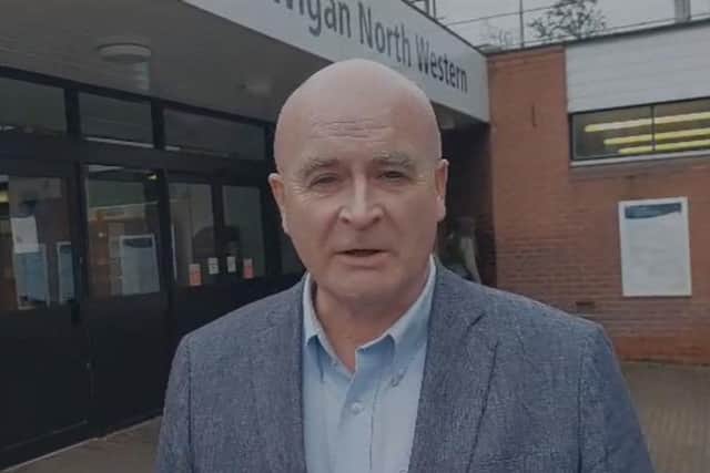 RMT General Secretary Mick Lynch visited Wigan to address a public meeting about planned ticket office closures