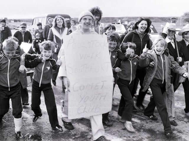 Members of Comet Youth Club stage a charity walk to Southport
