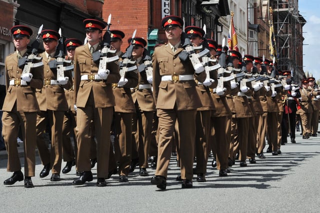 The Duke of Lancaster's Regiment parade around Wigan, celebrating being granted Freedom of the Borough, granted by Wigan Council.