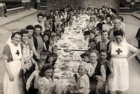 A VE Day street party in Dakins Road, Leigh, in 1945