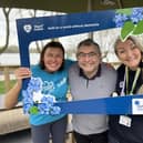 Be Well co-ordinators Tracy Lamb (left) and Bev Baldwin (right) with Councillor Chris Ready at Pennington Flash