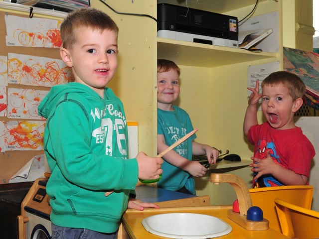 Messing around in the living area of the Toddlers Room