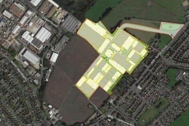 An aerial view of the proposed Wigan site