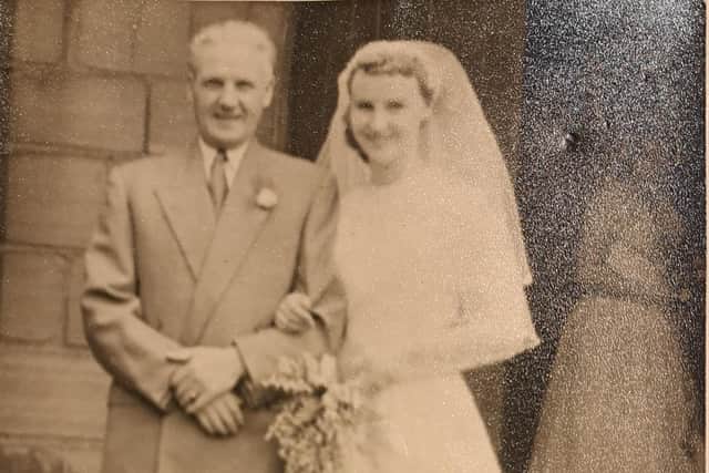 Dalphene and her father on her wedding day