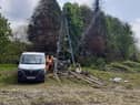 Engineers testing the land where Westwood Hall used to stand