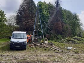 Engineers testing the land where Westwood Hall used to stand