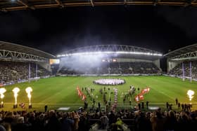 A sell-out crowd between Wigan Warriors and Penrith Panthers at the Brick Community Stadium