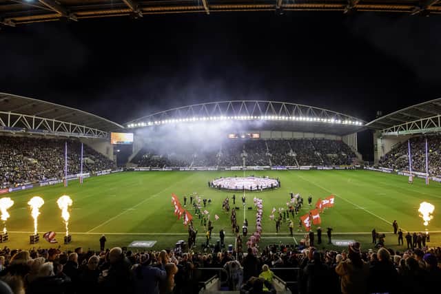 A sell-out crowd between Wigan Warriors and Penrith Panthers at the Brick Community Stadium