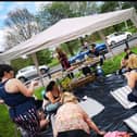Members of Wigan Angels Group stop for refreshments during one of their walks last year