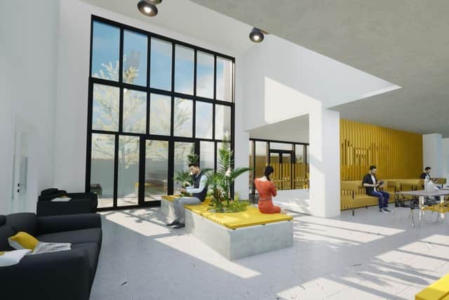 Artist impression of the interior of the proposed 38-home apartment block young people off Boundary Street, Wigan.